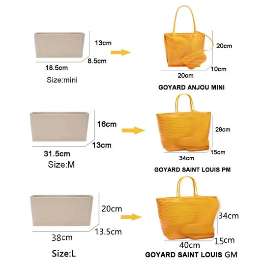 Felt Bag Organizer Insert — Compatible with Goyard St Louis Tote (PM, GM)