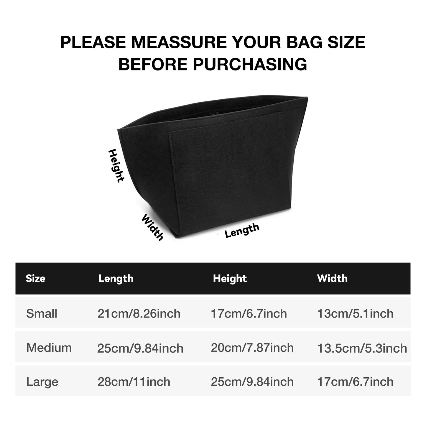 Felt Bag Organizer Insert — Compatible with Longchamp Le Pliage (Small, Medium, Large)