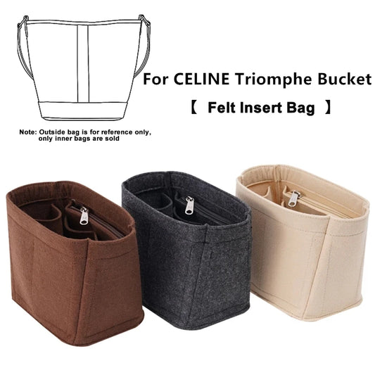 Felt Bag Organizer Insert — Compatible with Celine Triomphe Bucket (S & M)