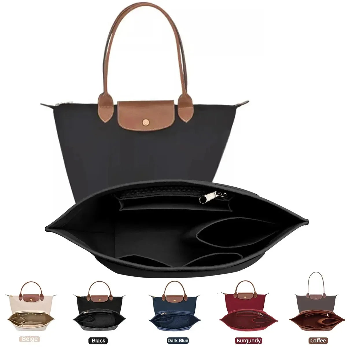 Felt Bag Organizer Insert — Compatible with Longchamp Le Pliage (Small, Medium, Large)